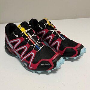 Salomon Speedcross 3 Womens 7.5 Hiking Trail Shoes Red/Black/Blue
